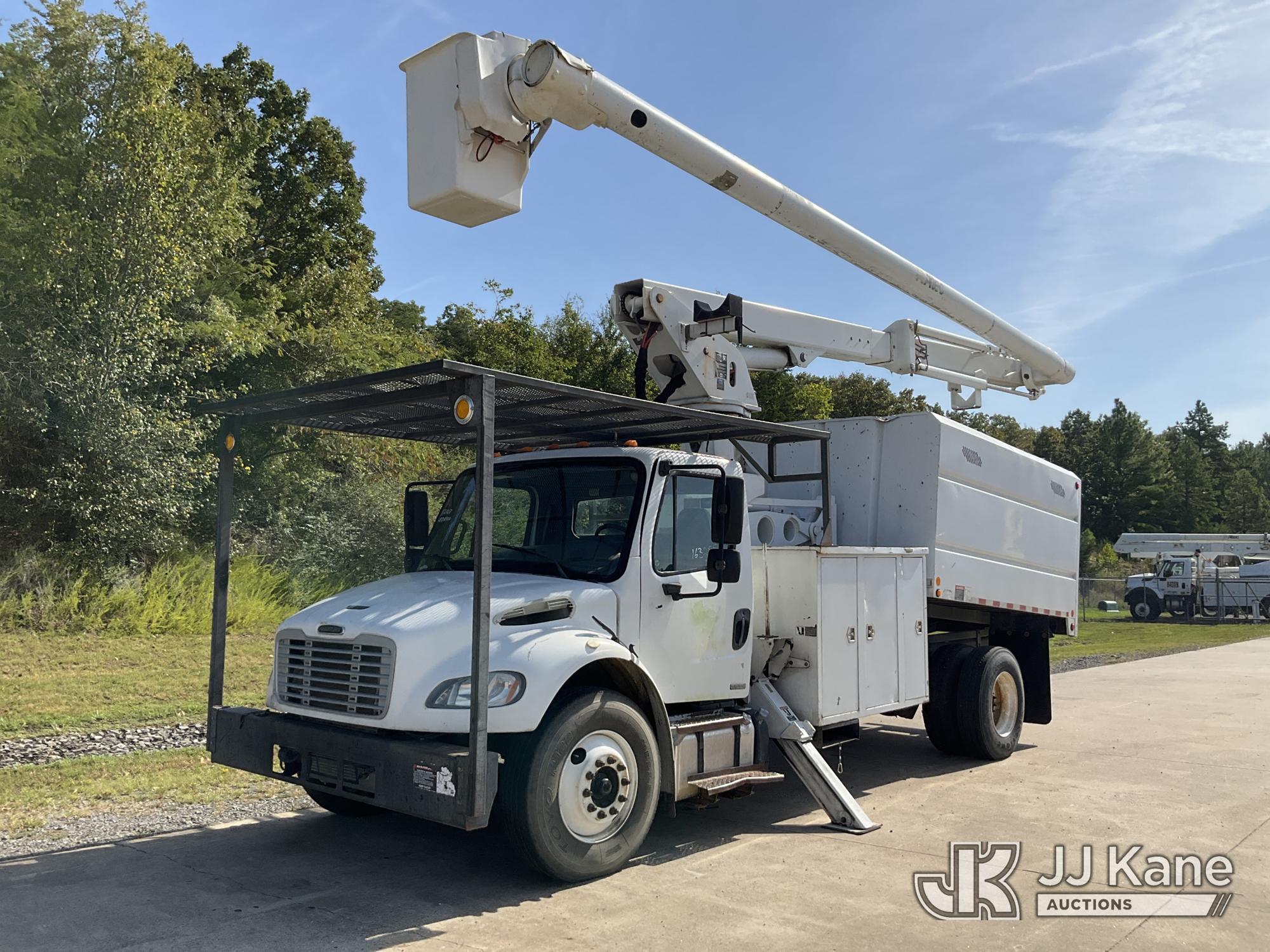 Altec LRV60-E70, Over-Center Elevator Bucket Truck mounted behind cab on 2012 Freightliner M2 106 Chipper Dump Truck