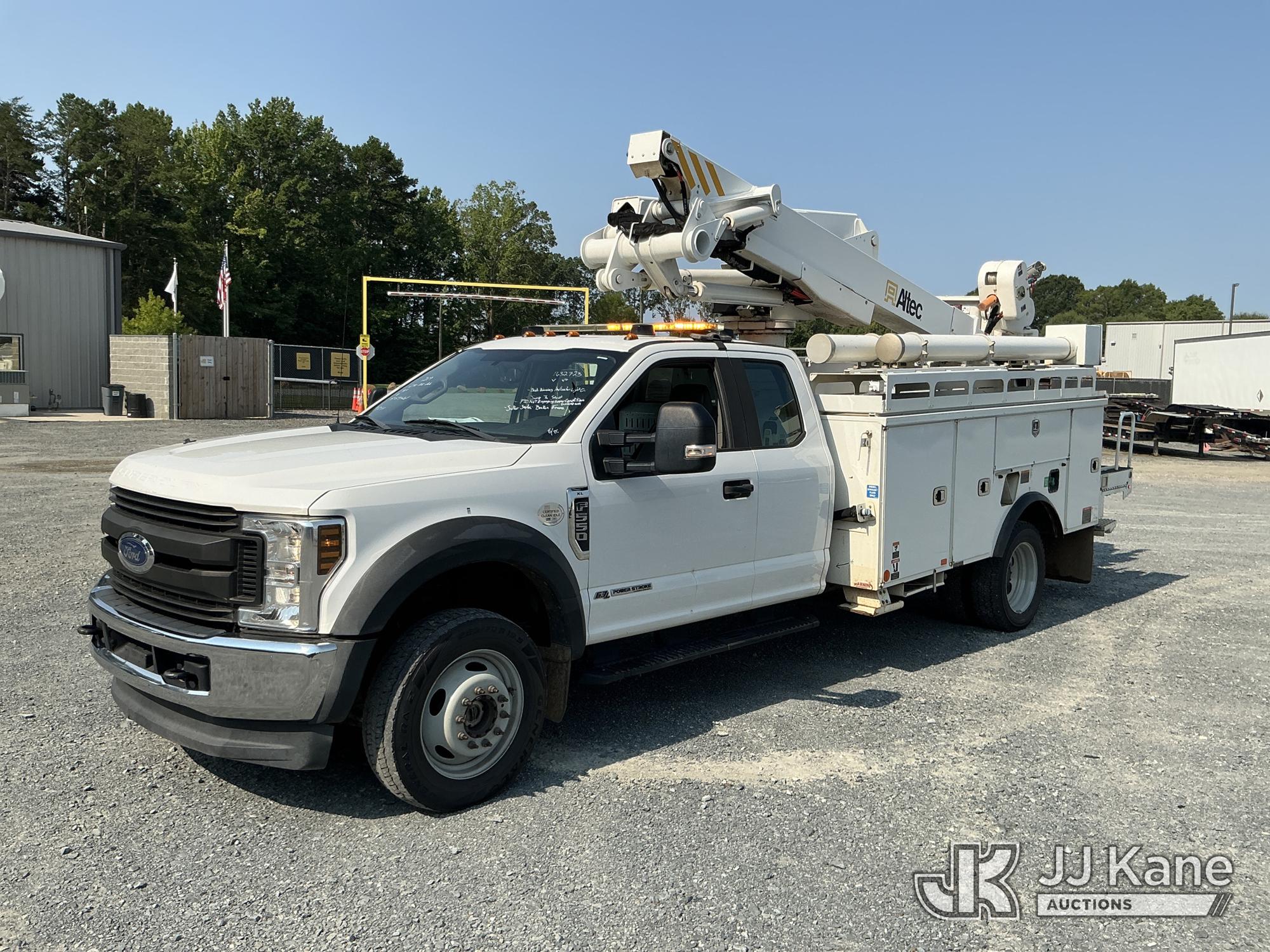 Altec AT41MH, Articulating & Telescopic Material Handling Bucket Truck mounted behind cab on 2019 Ford F550 4X4 Extended-Cab Service Truck