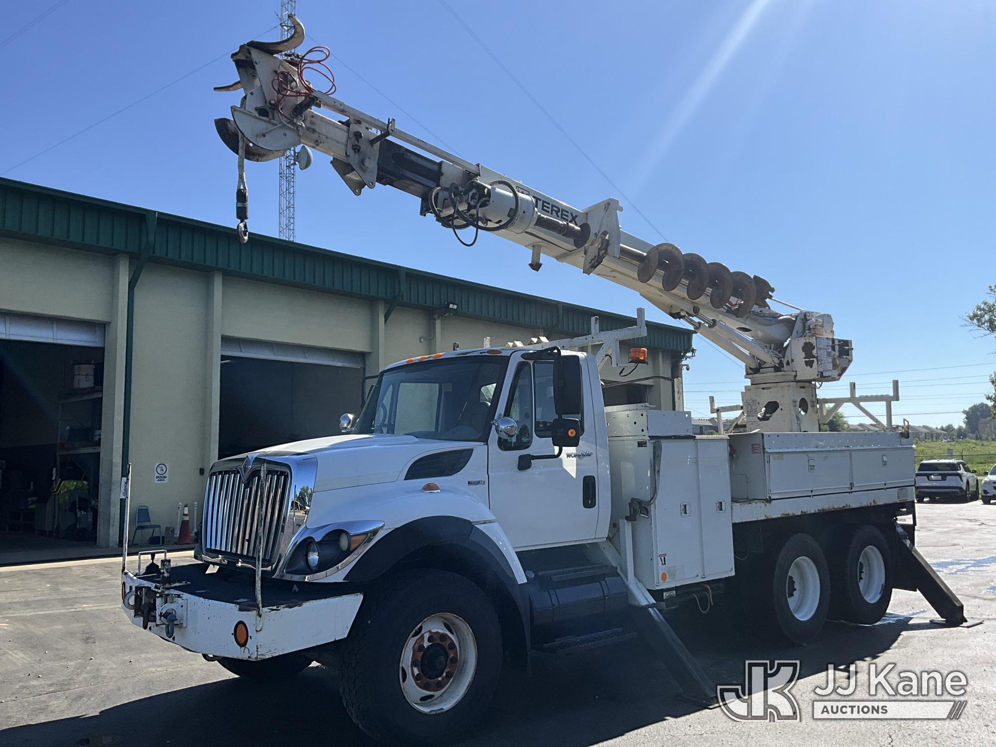 Terex/Telelect Commander 4047, Digger Derrick rear mounted on 2010 International 7500 Flatbed/Utility Truck, Electric Co Op Owned