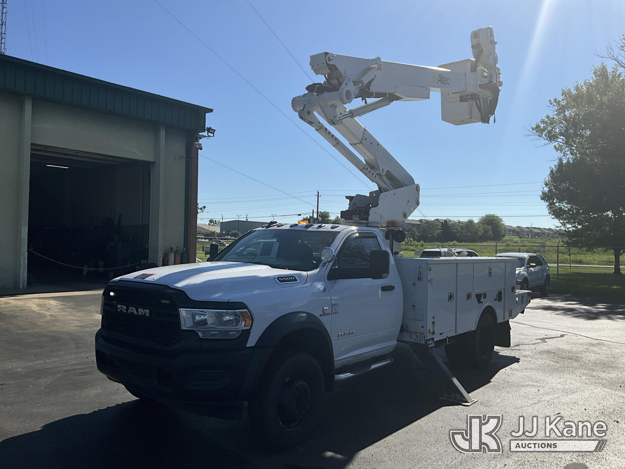 Altec AT41M, Articulating & Telescopic Material Handling Bucket Truck mounted behind cab on 2020 RAM 5500 Regular Cab DRW Service Truck, Electric Co Op Owned