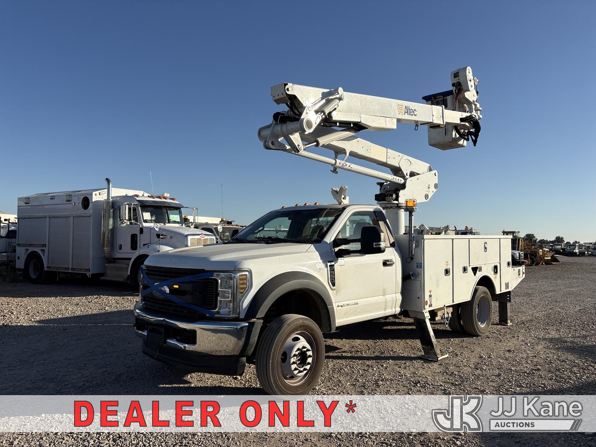 Altec AT48M, Articulating & Telescopic Material Handling Bucket Truck mounted behind cab on 2019 Ford F550 Service Truck