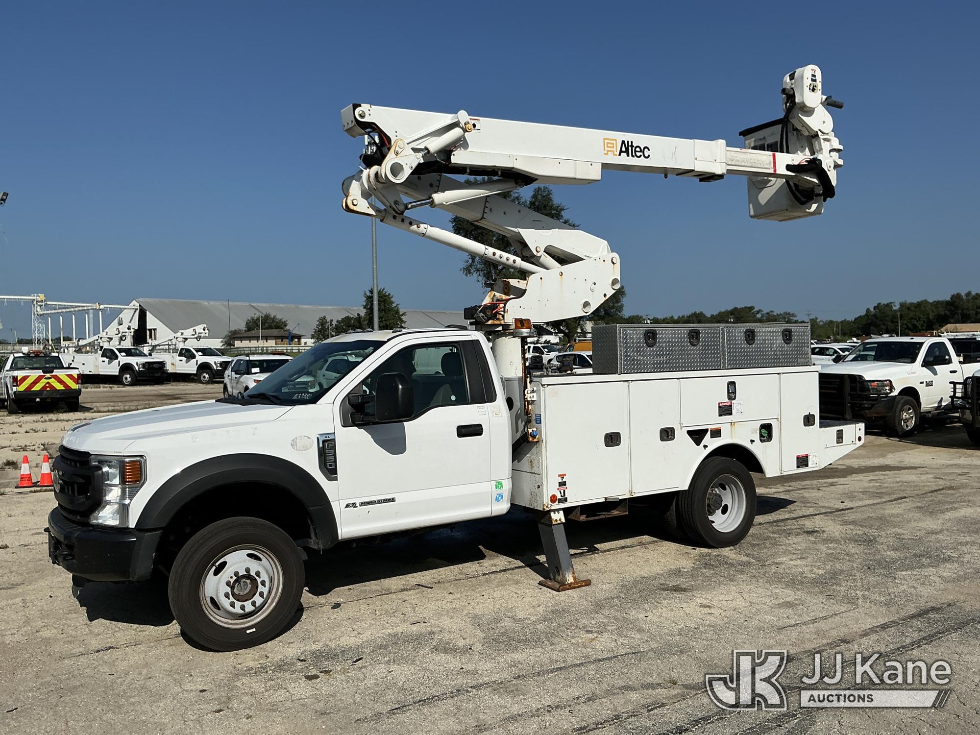 Altec AT41M, Articulating & Telescopic Material Handling Bucket Truck mounted behind cab on 2021 Ford F550 Service Truck