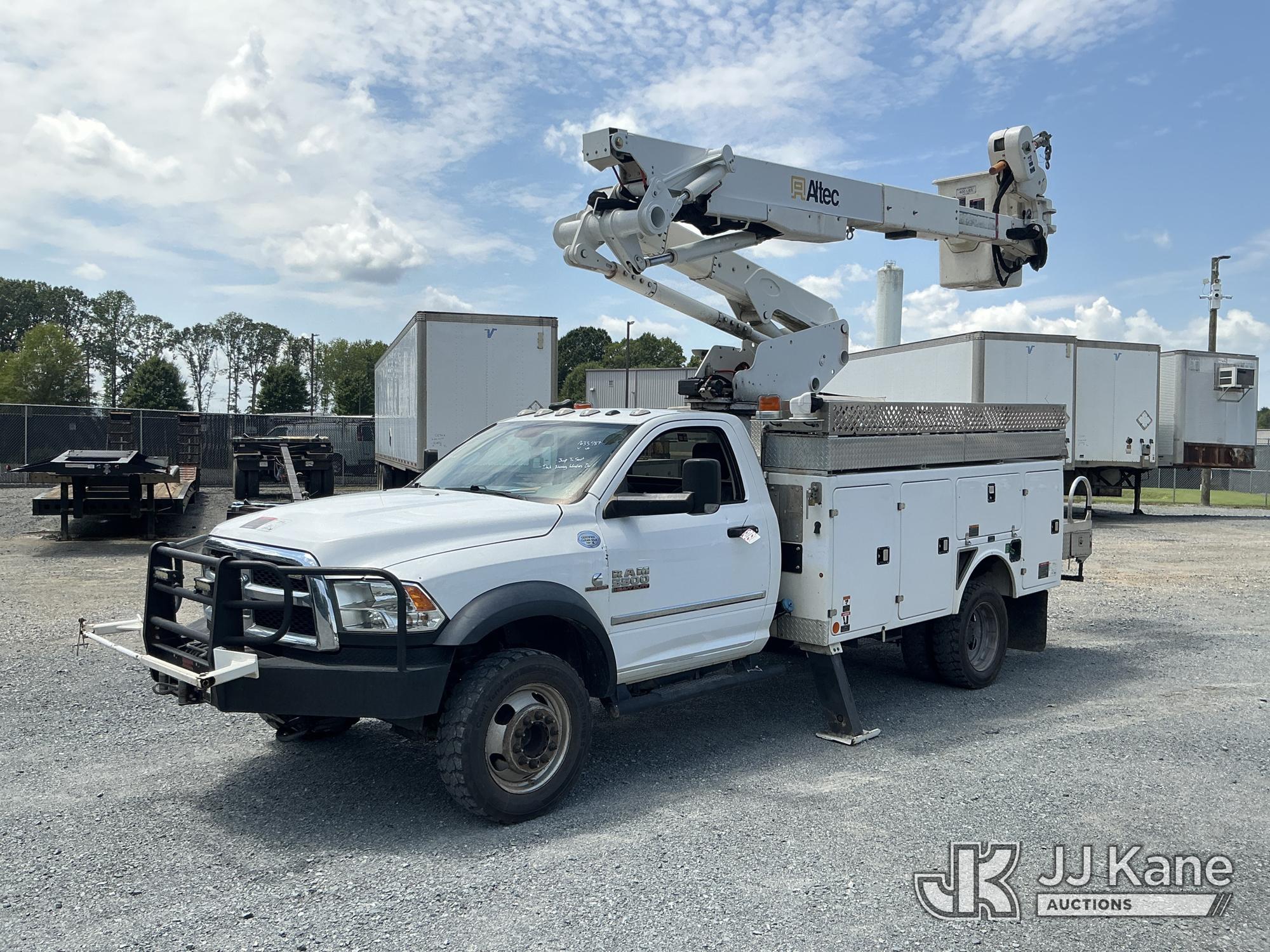 Altec AT41MH, Articulating & Telescopic Material Handling Bucket Truck mounted behind cab on 2018 RAM 5500 4X4 Service Truck