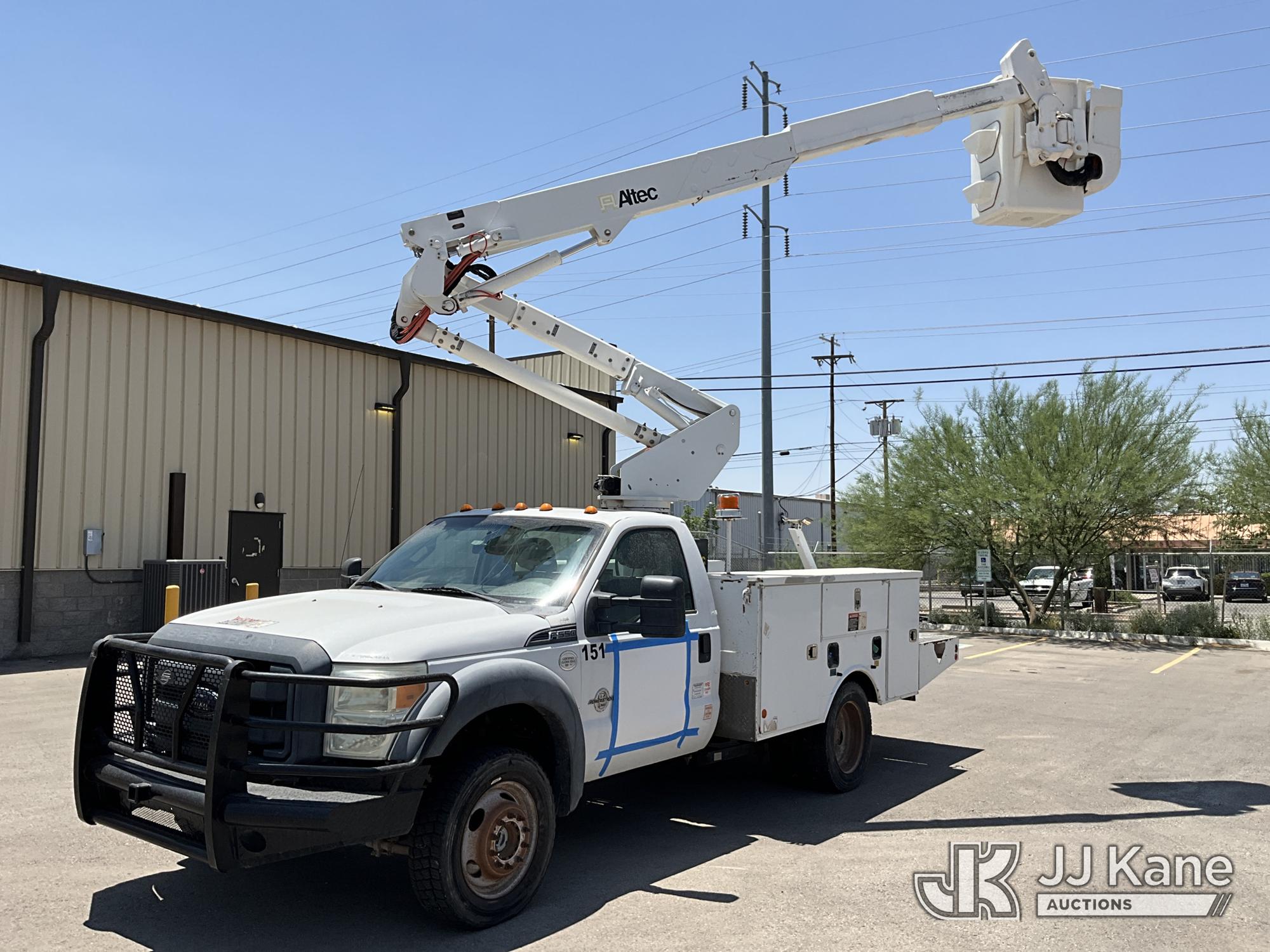 Altec AT37G, Articulating & Telescopic Bucket Truck mounted behind cab on 2013 Ford F-550 Service Truck