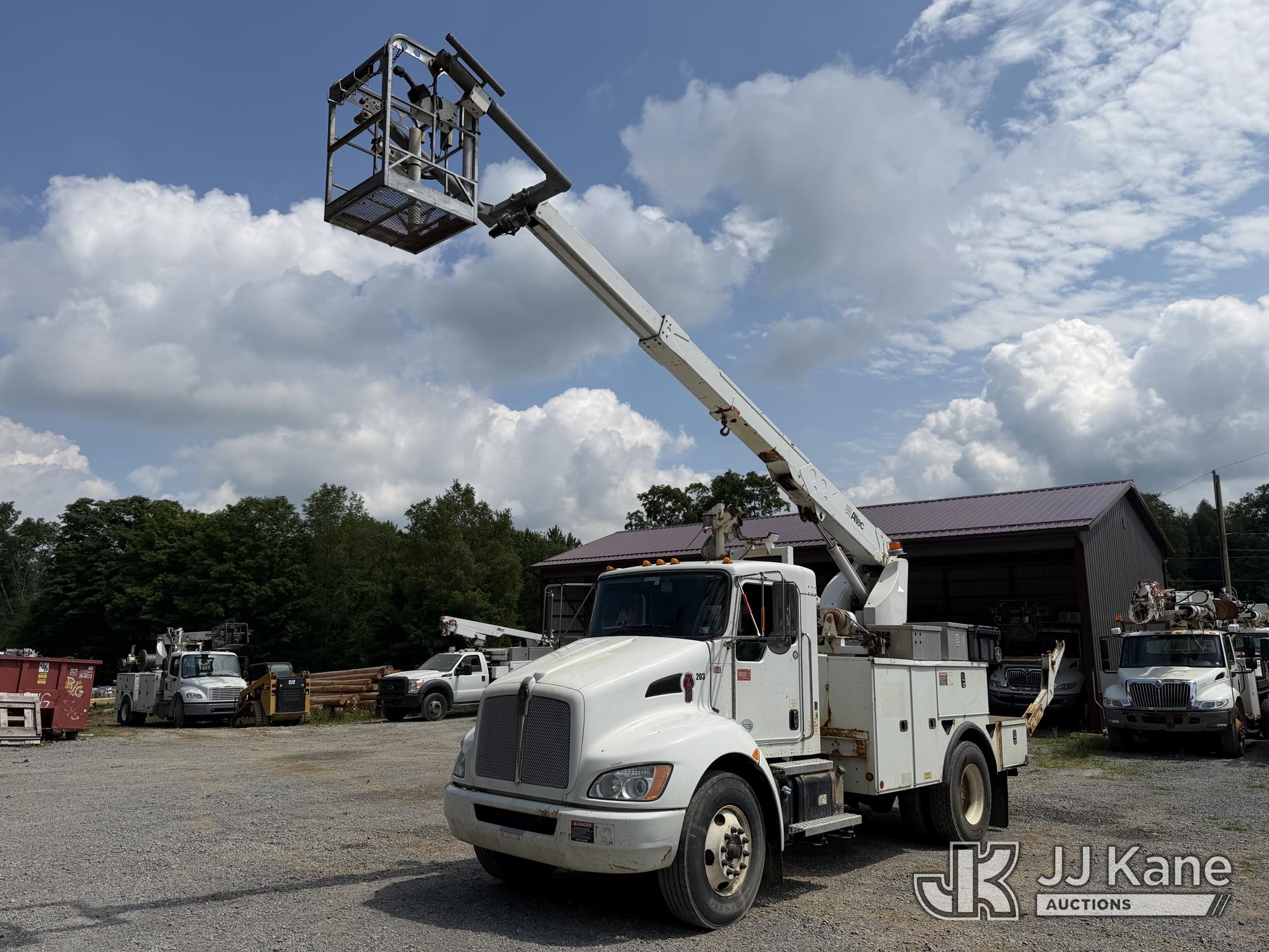Altec A40P, Telescopic Non-Insulated Cable Placing Bucket Truck center mounted on 2012 Kenworth T370 Utility Truck