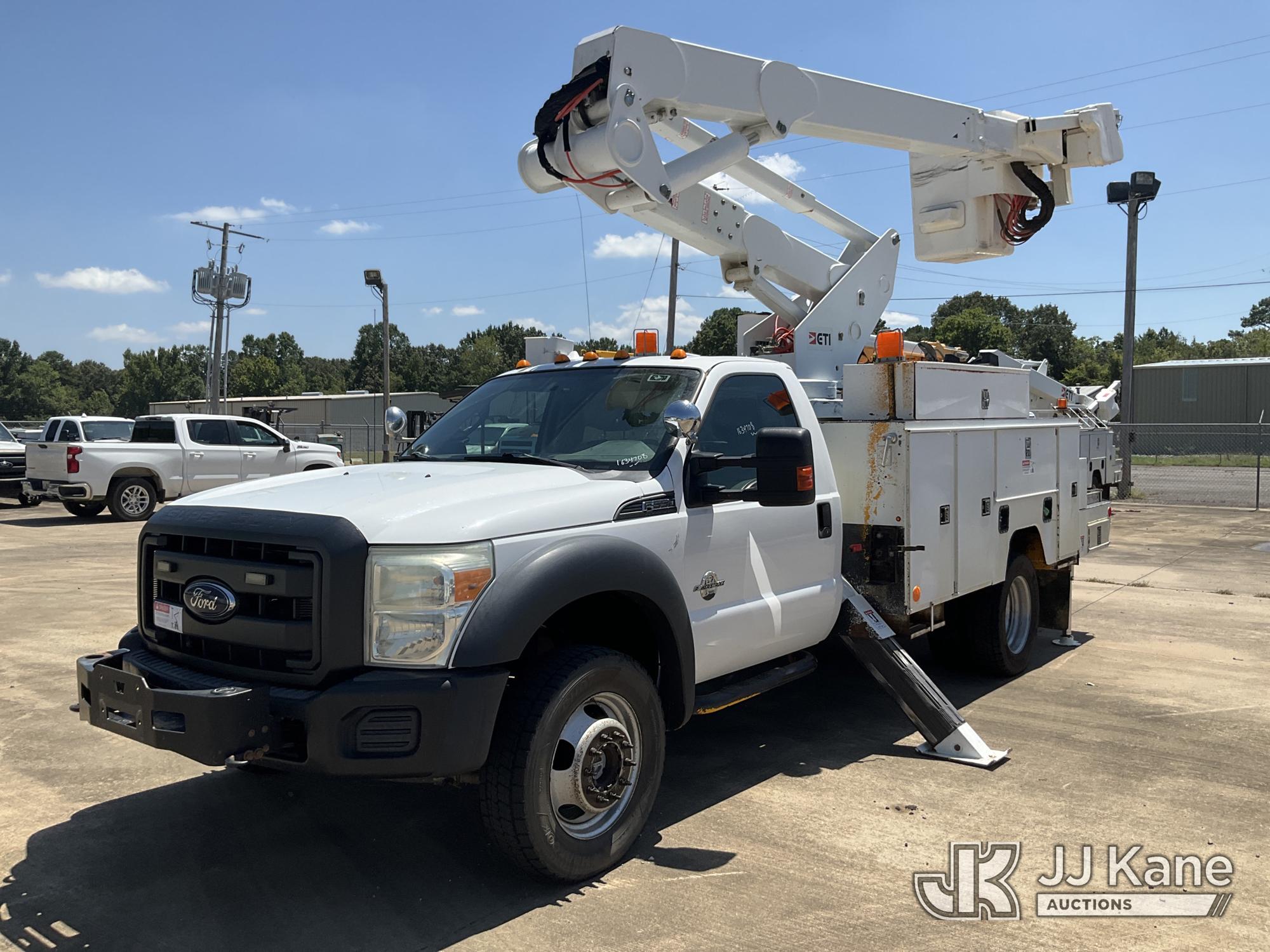 ETI ETCMH37-IH, Articulating & Telescopic Material Handling Bucket Truck mounted behind cab on 2014 Ford F-550 Service Truck