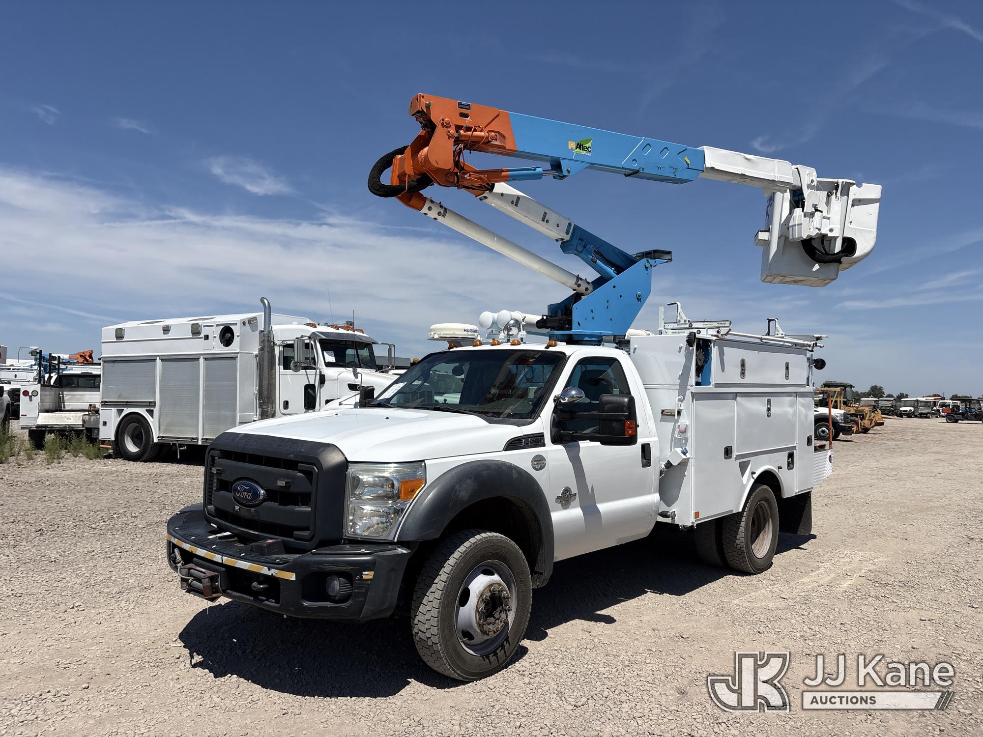 Altec AT37G, Articulating & Telescopic Bucket mounted behind cab on 2013 Ford F-550 Regular Cab DRW Service Truck