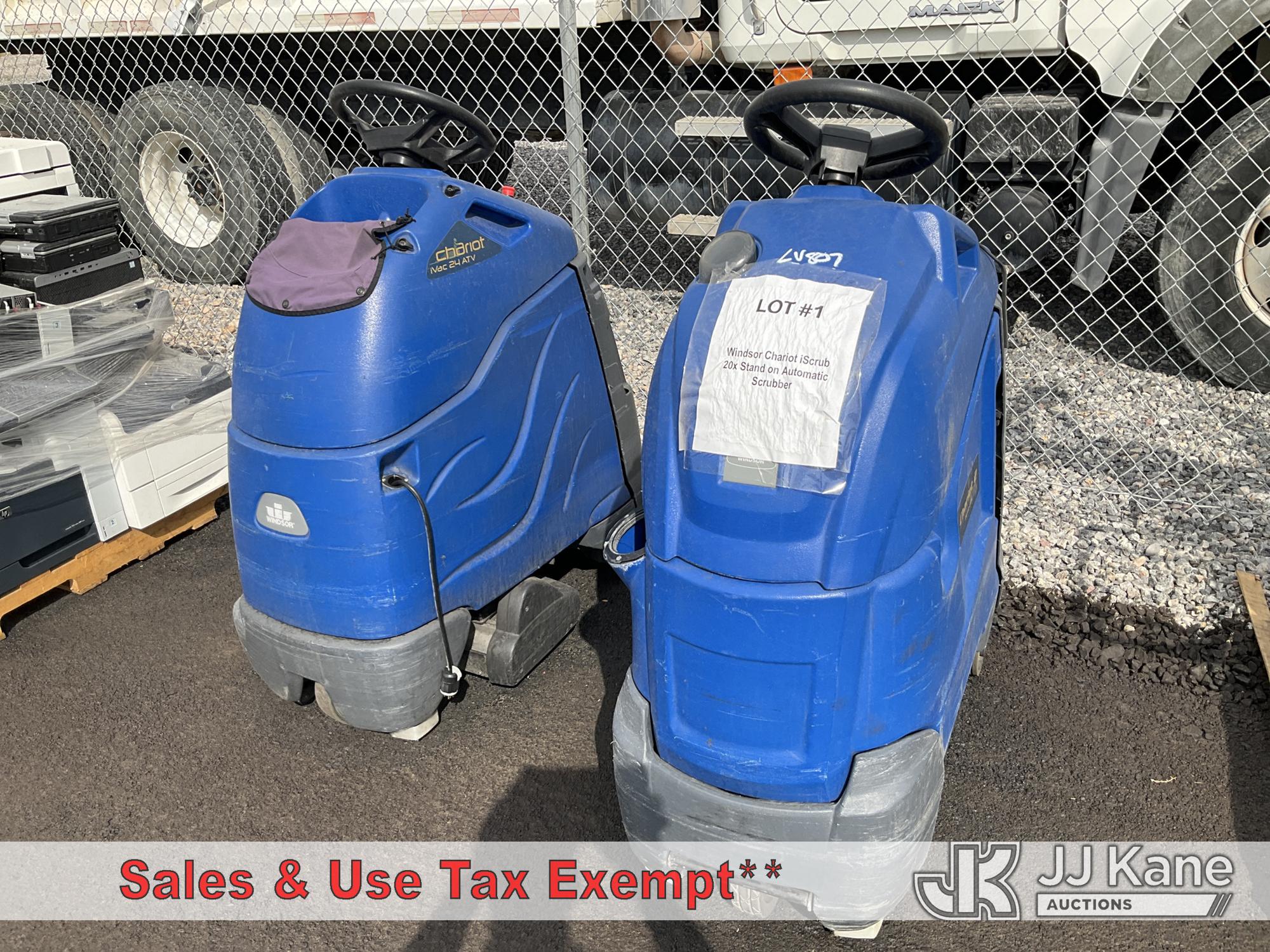 Chariot Stand On Scrubbers. (Working Condition Unknown ) NOTE: This unit is being sold AS IS/WHERE IS via Timed Auction and is located in Las Vegas