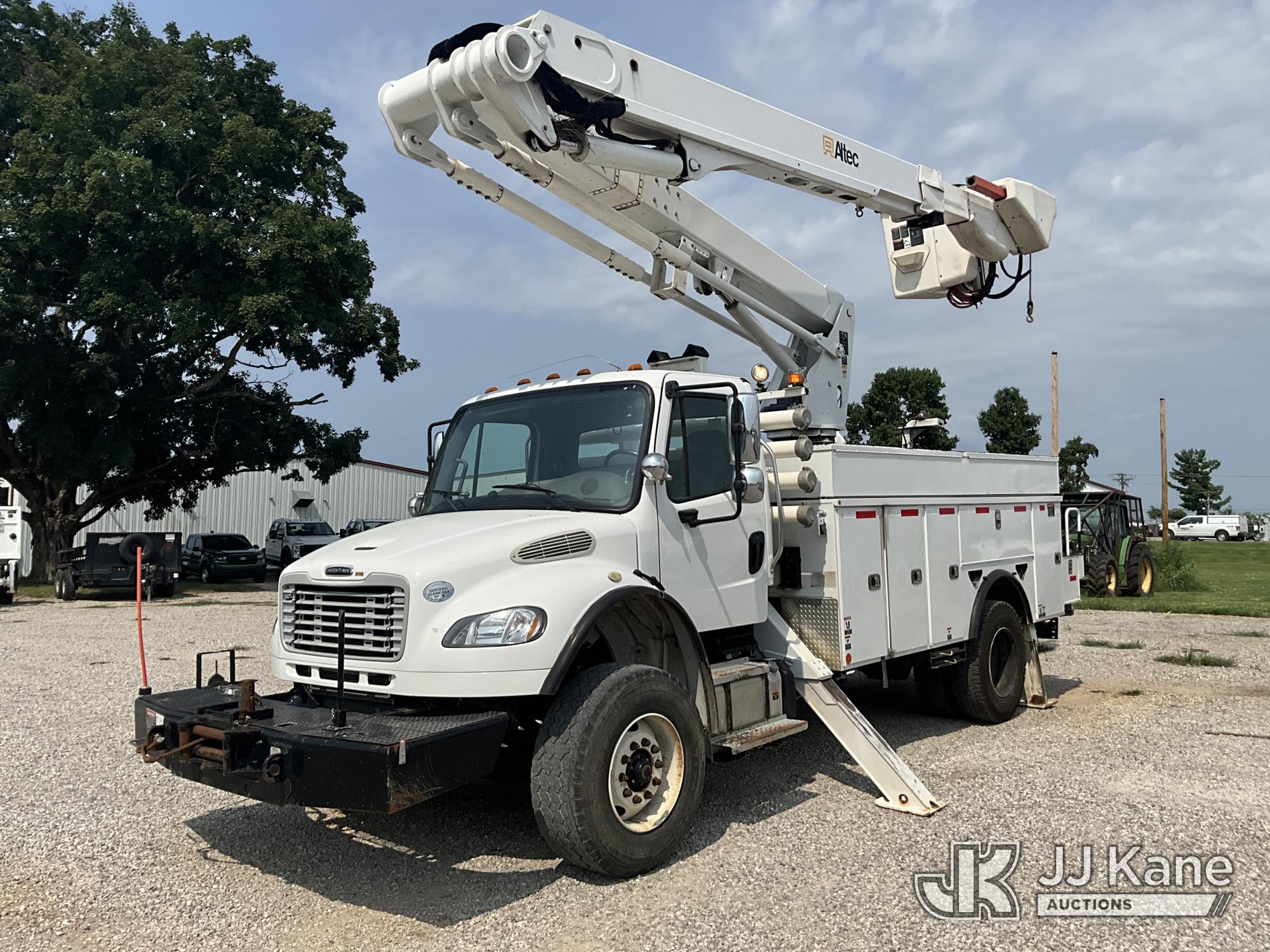 Altec TA55, Articulating & Telescopic Material Handling Bucket Truck center mounted on 2016 Freightliner M2 106 Utility Truck, Electric Co Op Owned