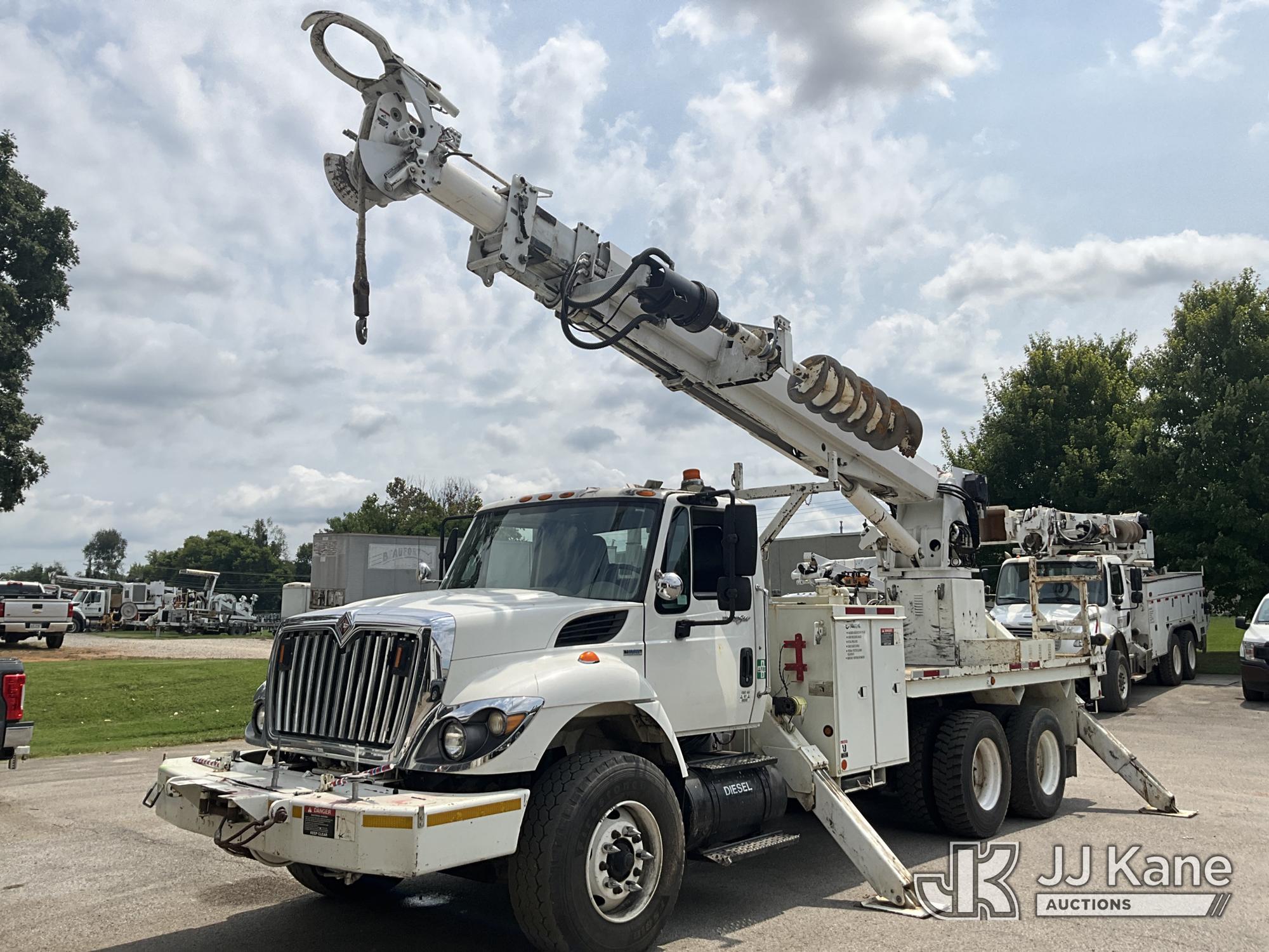 Altec D3050A-TR, Digger Derrick rear mounted on 2009 International 7400 T/A Flatbed/Utility Truck, Electric Co Op Owned