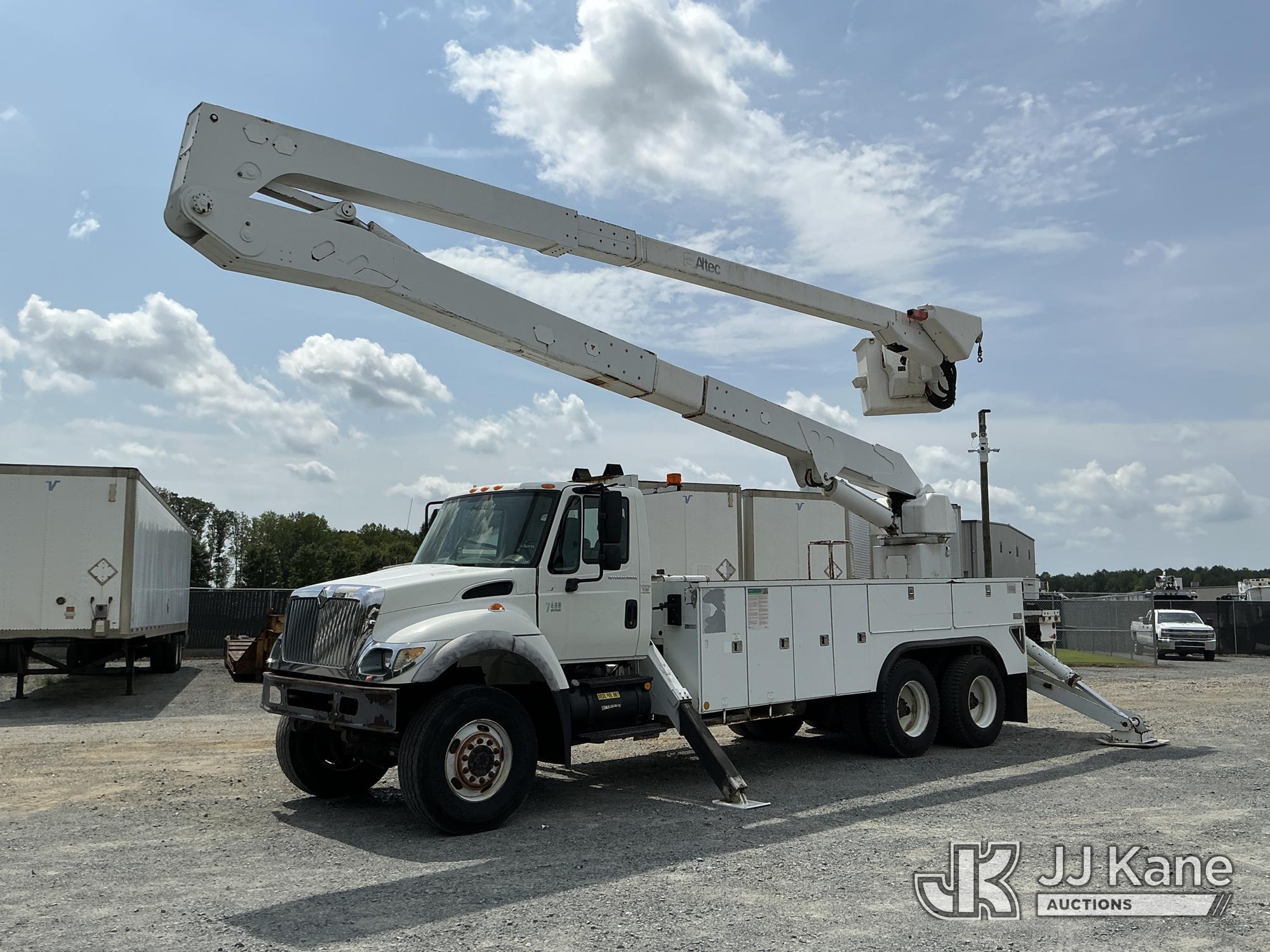 Altec A77T, Articulating & Telescopic Material Handling Bucket Truck rear mounted on 2006 International 7400 6X6 T/A Utility Truck