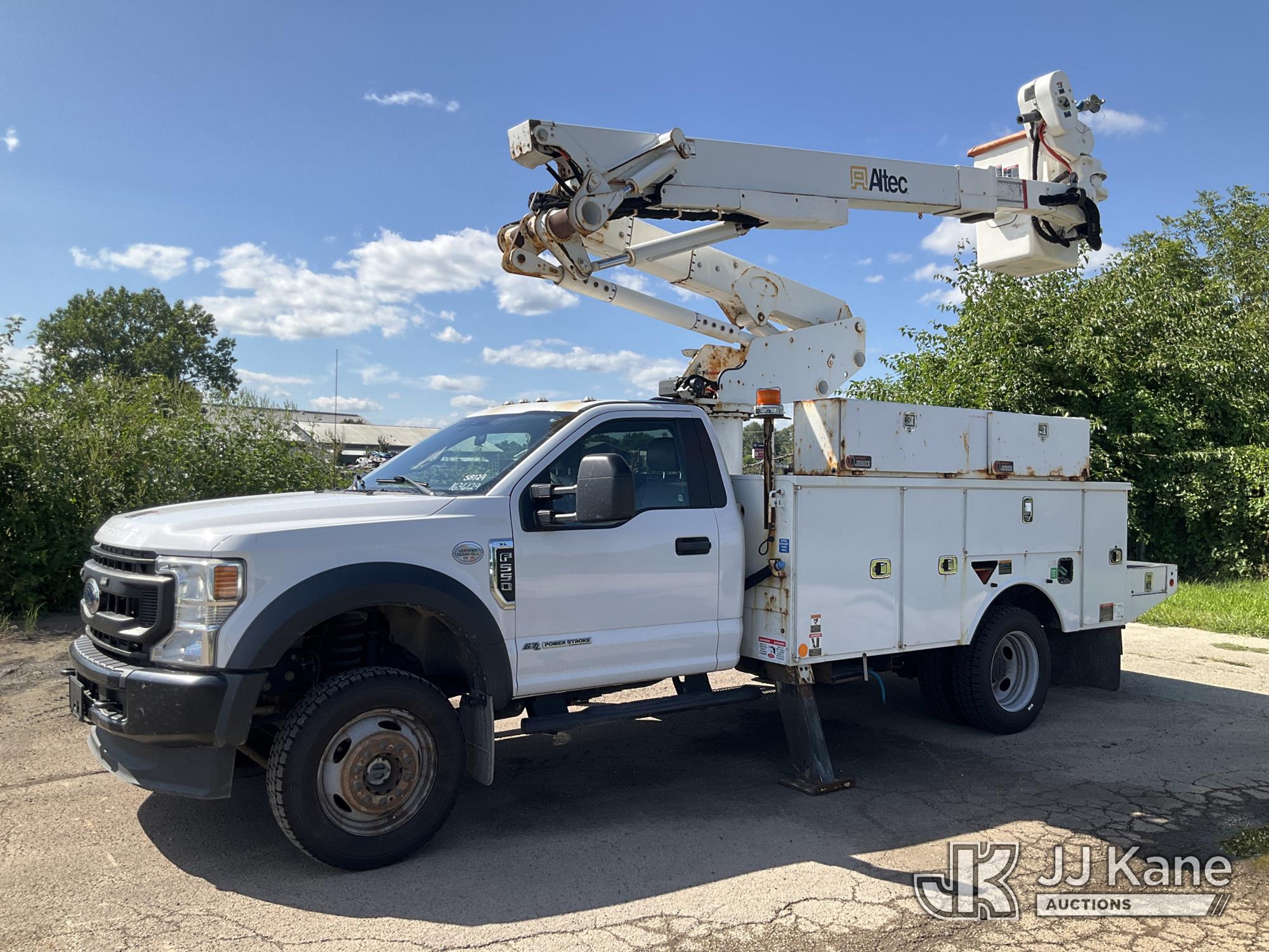 Altec AT41M, Articulating & Telescopic Material Handling Bucket Truck mounted behind cab on 2021 Ford F-550 Service Truck