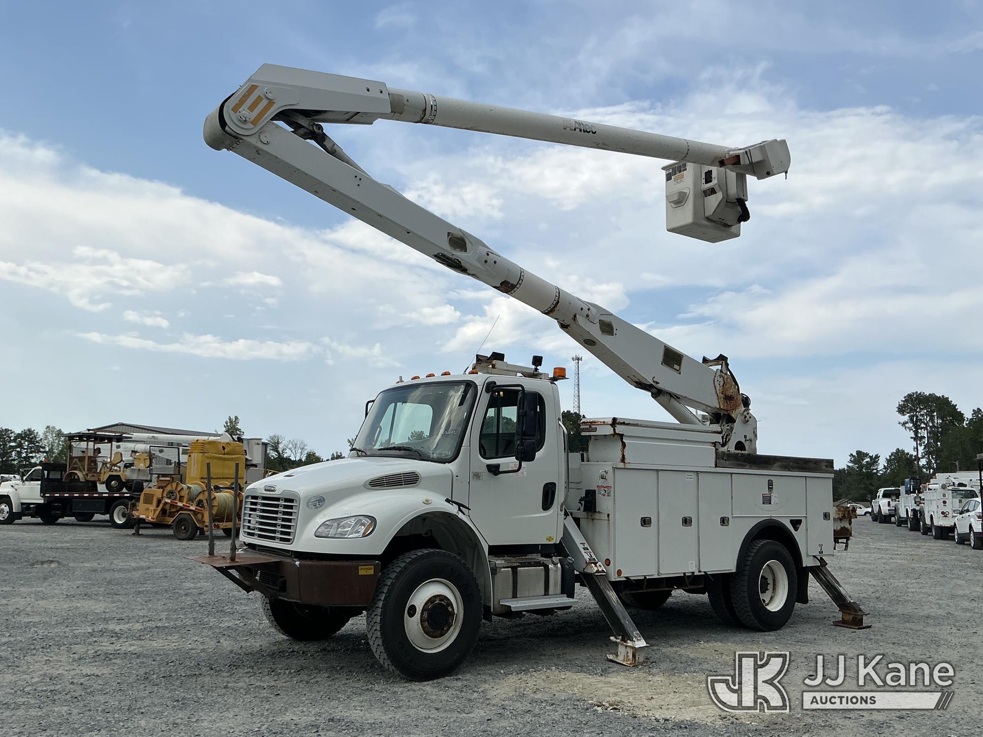 Altec AA755L, Articulating Material Handling Bucket Truck rear mounted on 2013 Freightliner M2 106 4X4 Utility Truck