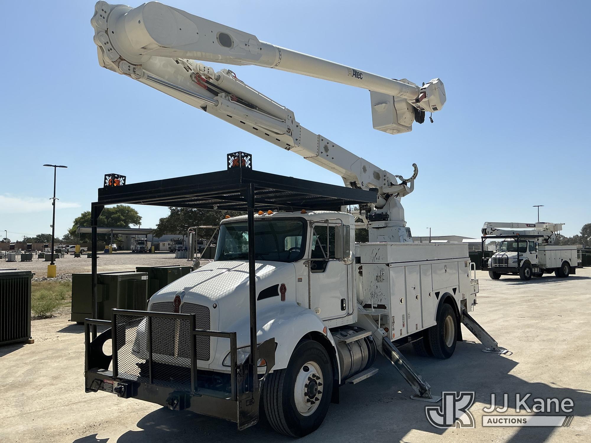 Altec AM60, Over-Center Material Handling Bucket Truck rear mounted on 2014 Kenworth T370 Utility Truck, Co-Operative Owned & Maintained
