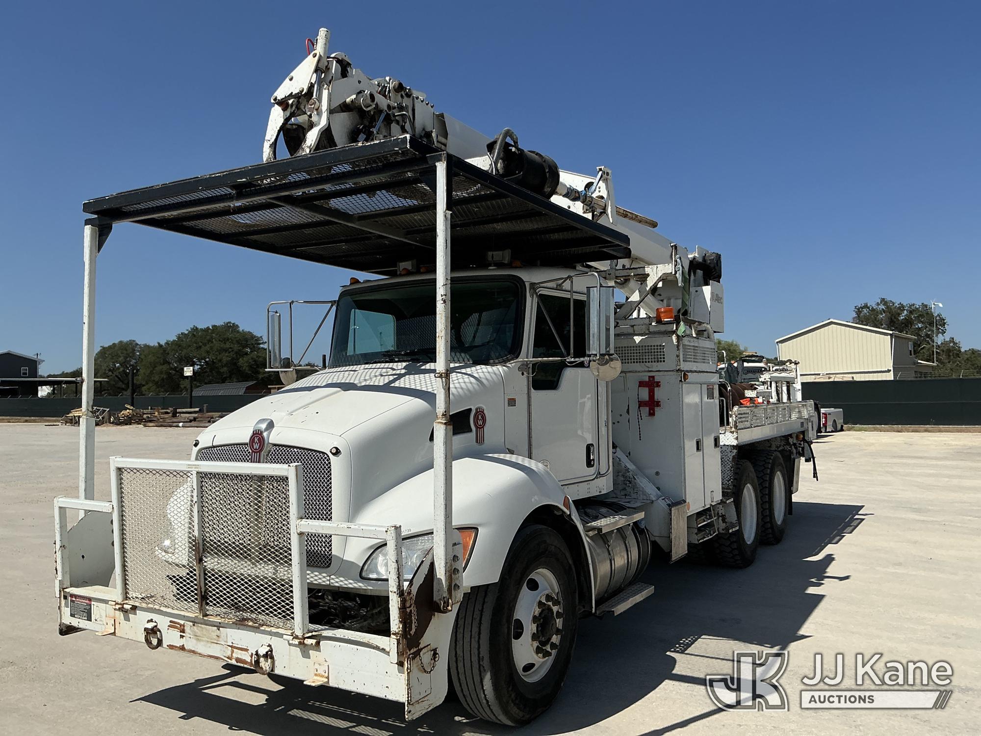 Altec D3050A-TR, Digger Derrick rear mounted on 2014 Kenworth T370 T/A Flatbed/Utility Truck, Co-Operative Owned & Maintained