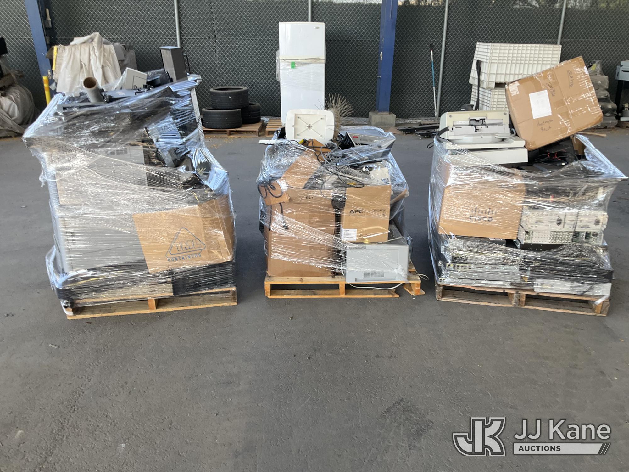(3 Pallets) Electronics (Used) NOTE: This unit is being sold AS IS/WHERE IS via Timed Auction and is located in Jurupa Valley