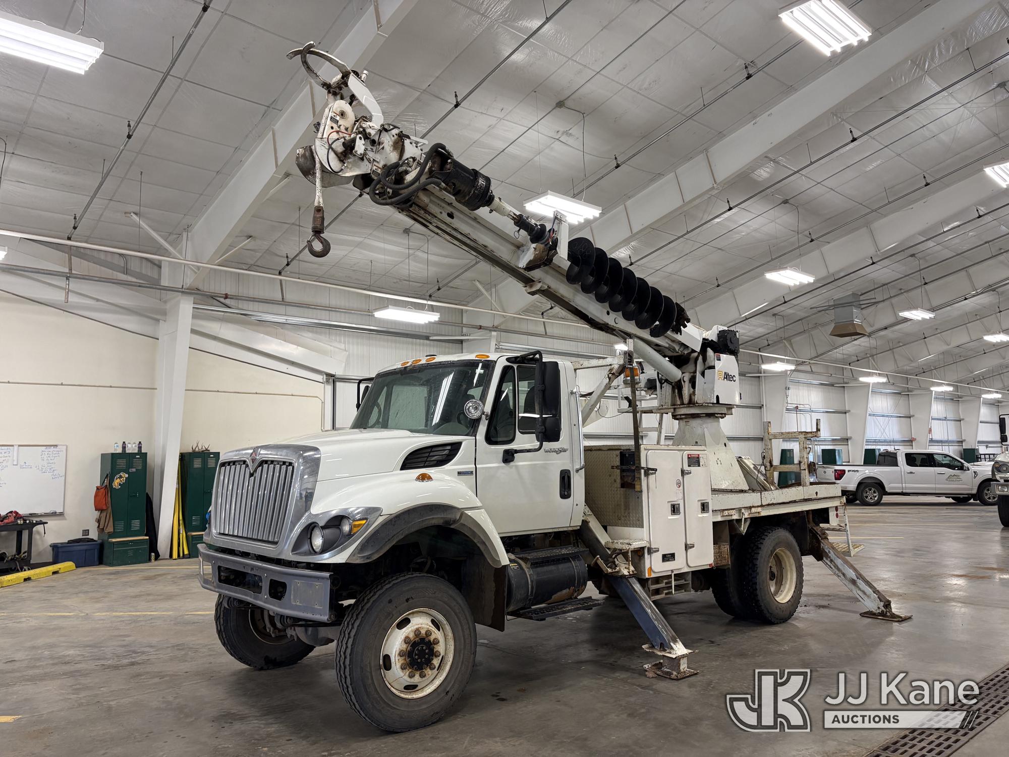 Altec DM45-TR, Digger Derrick rear mounted on 2008 International 7400 Flatbed/Utility Truck, Electrical Co-Op Owned, Garage Kept