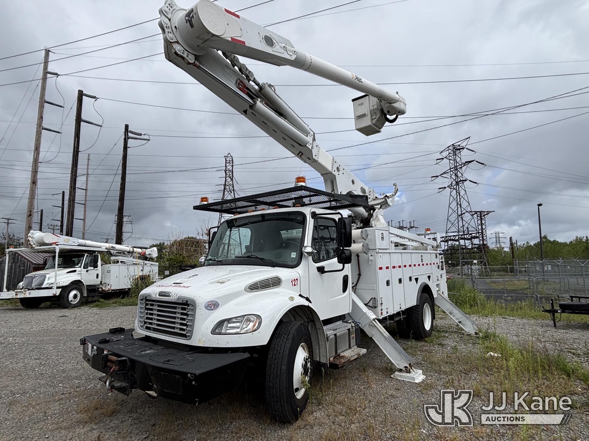 Altec AM55E, Over-Center Material Handling Bucket Truck rear mounted on 2016 Freightliner M2 106 Utility Truck