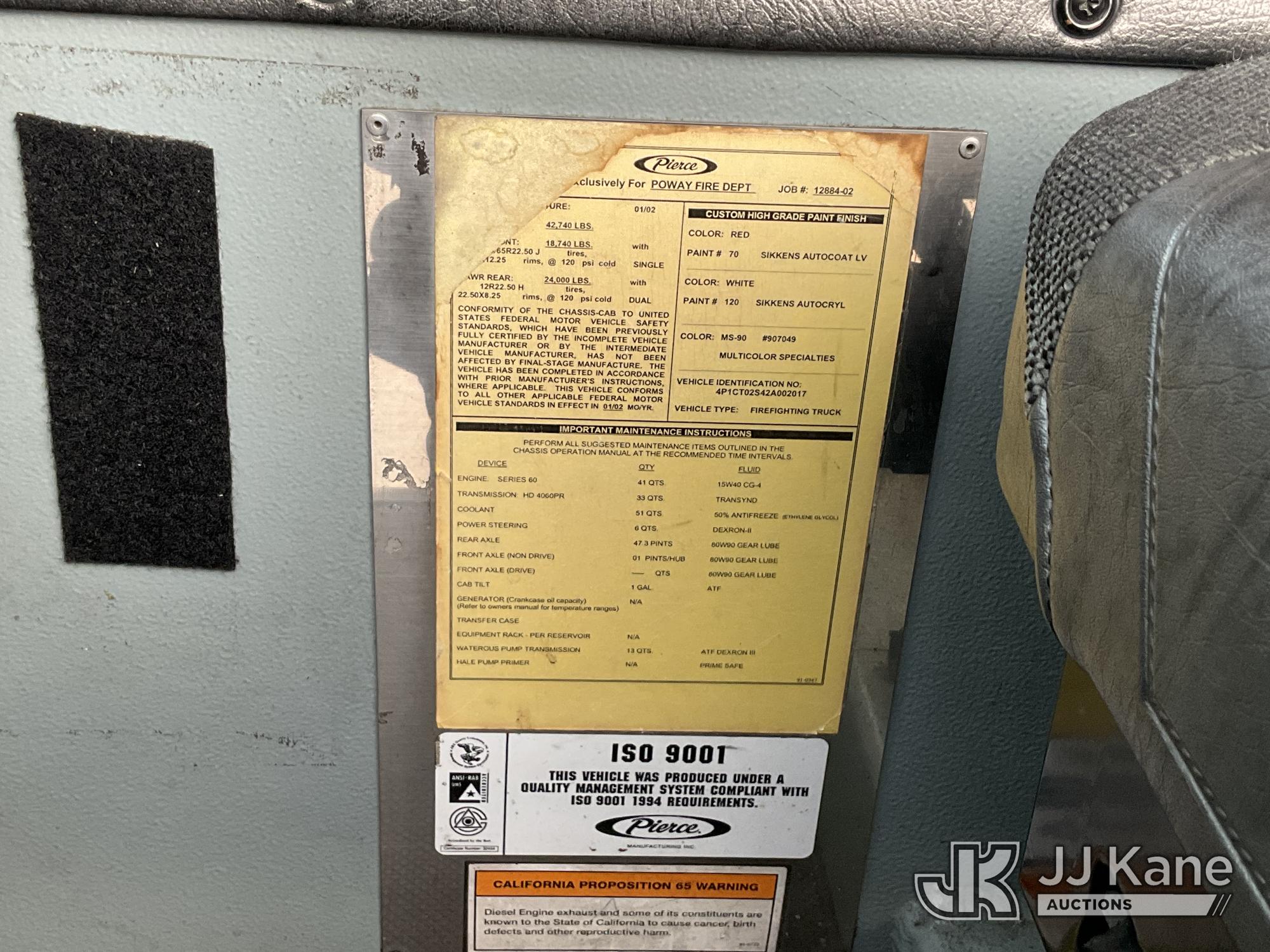2002 Pierce Model Tilt Cab