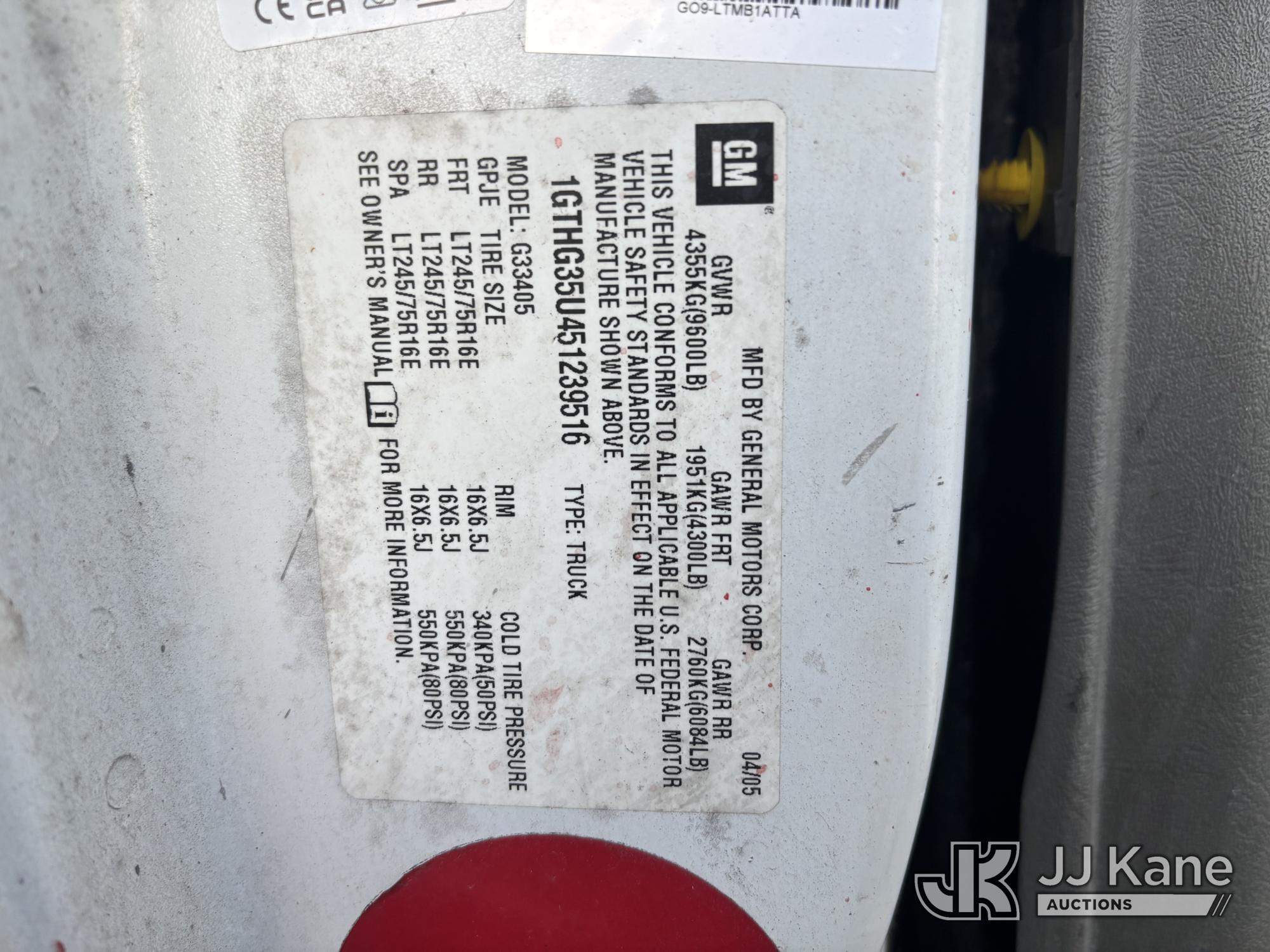 2005 GMC SAVANA G3500